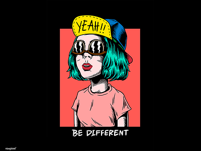 Creative illustration : Be different, yeah! art different digital metal. music vector woman yeah youth