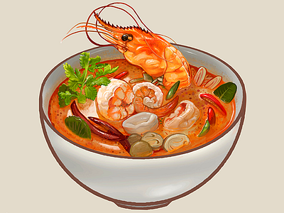 Asian Food Bliss: Thai Tom Yum Kung asian asian food food graphic illustraiton prawn tom yum vector vectorart