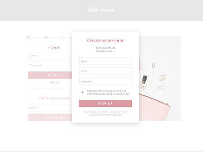 Sign up form // 001 beauty challenge checkout checkout page dailyui dailyui 001 pop up popup rose sign up sign up form sign up page sketch ui ui design ux web checkout website website concept