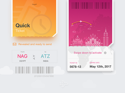 Travel Ticket design interface sketch trend