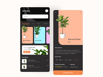 Plants App Design app design figma flat mobileapplication plants plants app ui uidesign ux