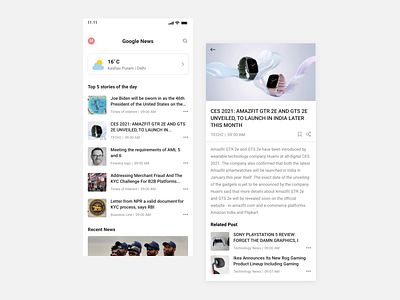 News App Design app design minimal design mobile mobile app design news app news app ui news feed products technology ui ui design ux ux design web design