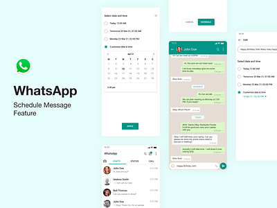 WhatsApp - Schedule Message Feature app design idea mobile app new feature social media app ui ui design ux ux design whatsapp whatsapp redesign