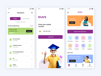 Byjus App Redesign app children app colorful design e learning app education app education website mobile app design online class student app ui design