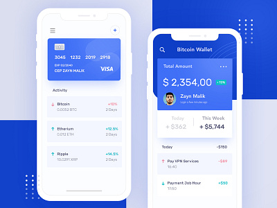 Bitcoin Wallet Exploration app bank bitcoin blue crypto ios mobile payment ui ui ux visa wallet