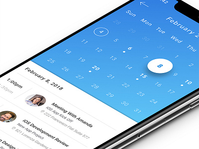 iPhone X Calendar Ui app branding design flat icon ios mobile sketch typography ui ux vector