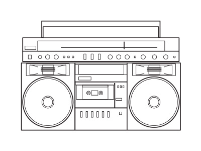 Boombox 90s boombox music outline