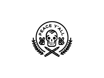 Peace Yall icon leaves logo peace pens skull symbol