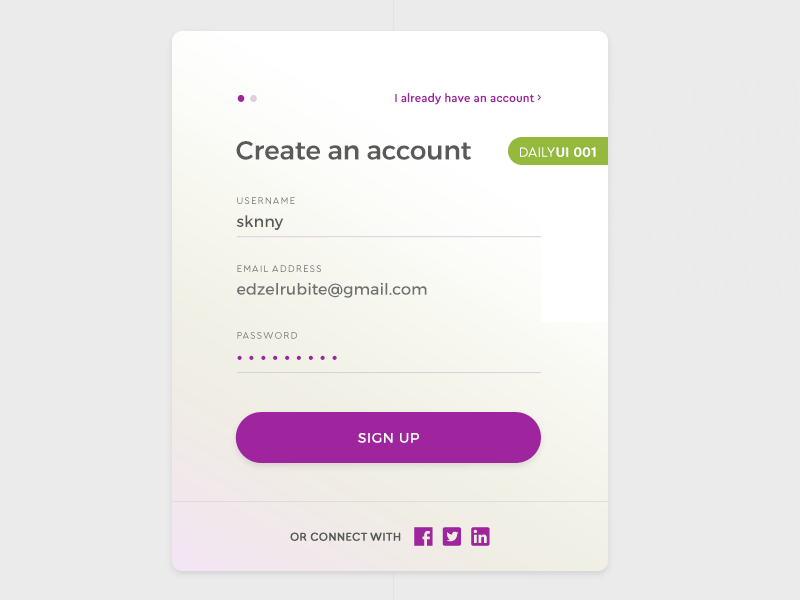 Daily UI 001 Animated account dailyui design gif login signup ui