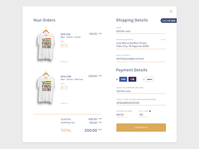 Daily UI Challenge #002 - Checkout card checkout credit dailyui design order paypal tee total ui