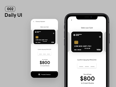 Daily UI 002. Credit Card app branding dailyui dailyui002 dark design flat minimal ui ux