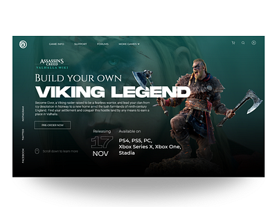 Assassin's Creed Valhalla Web UI assassins creed design game ui typography ui ux valhalla web design