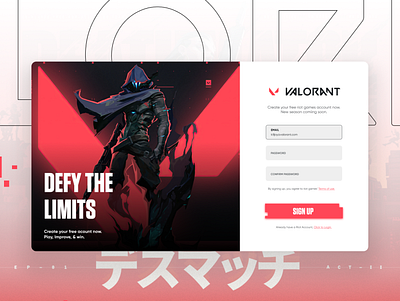 Sign Up Page UI Concept | Valorant Game concpet dailyui design figma game ui sign up ui ui design ux valorant
