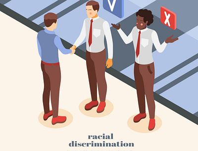 Social inequality background discrimination illustration inequality isometric racial social vector