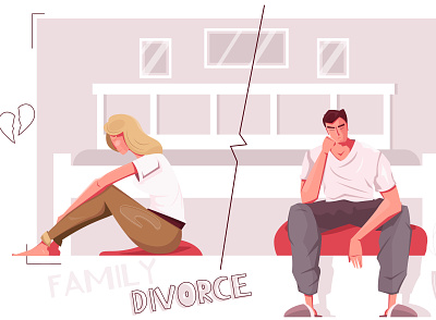 Divorce people composition couple divorce flat illustration vector