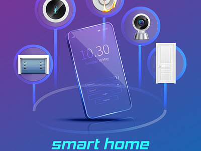Smart home devices composition control devices home illustration realistic smart vector