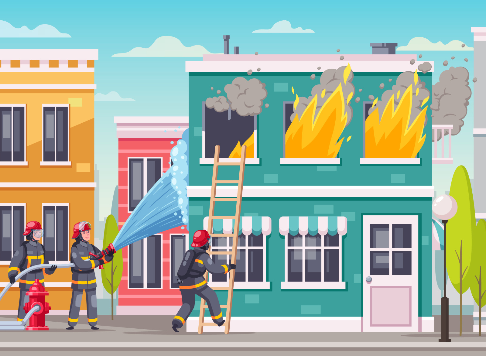 Firefighters urban composition by Macrovector on Dribbble