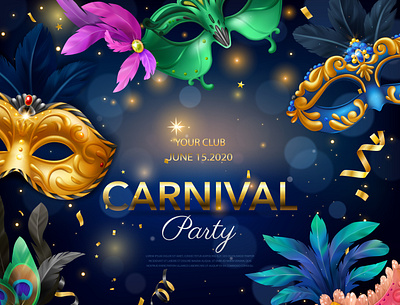 Carnival party poster carnival illustration masquerade party realistic vector