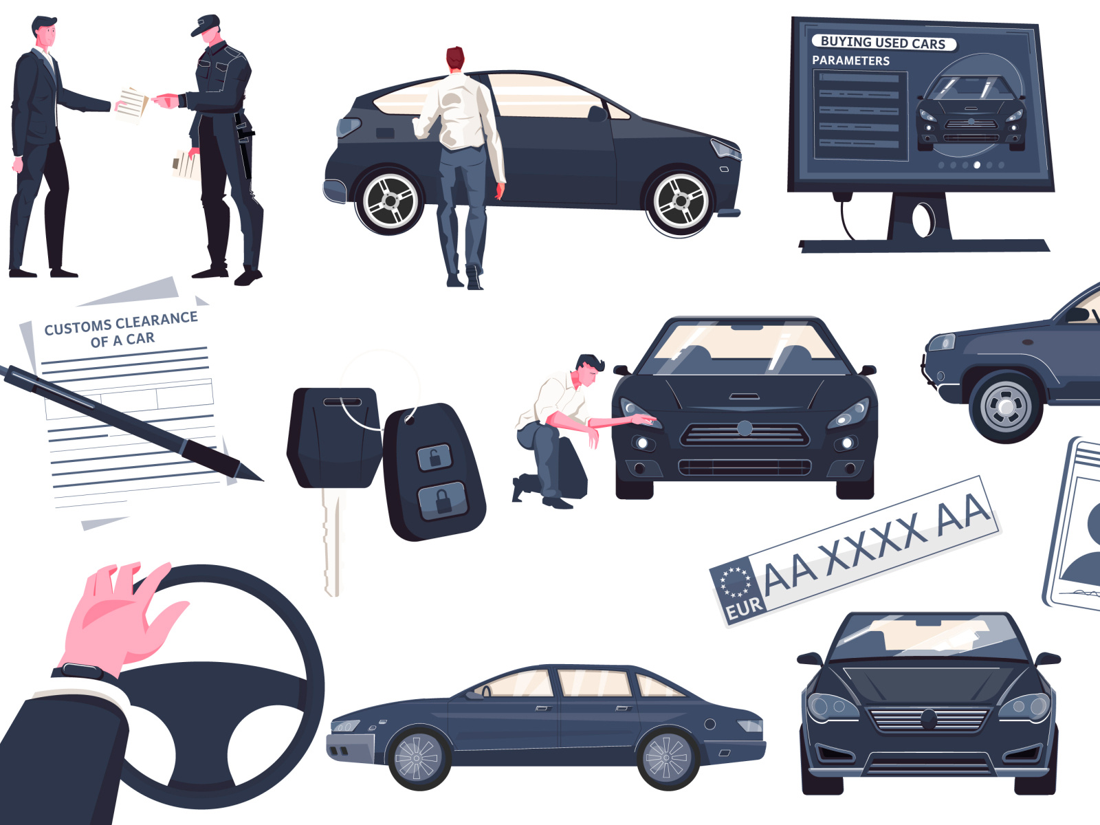 Used auto sale set by Macrovector on Dribbble
