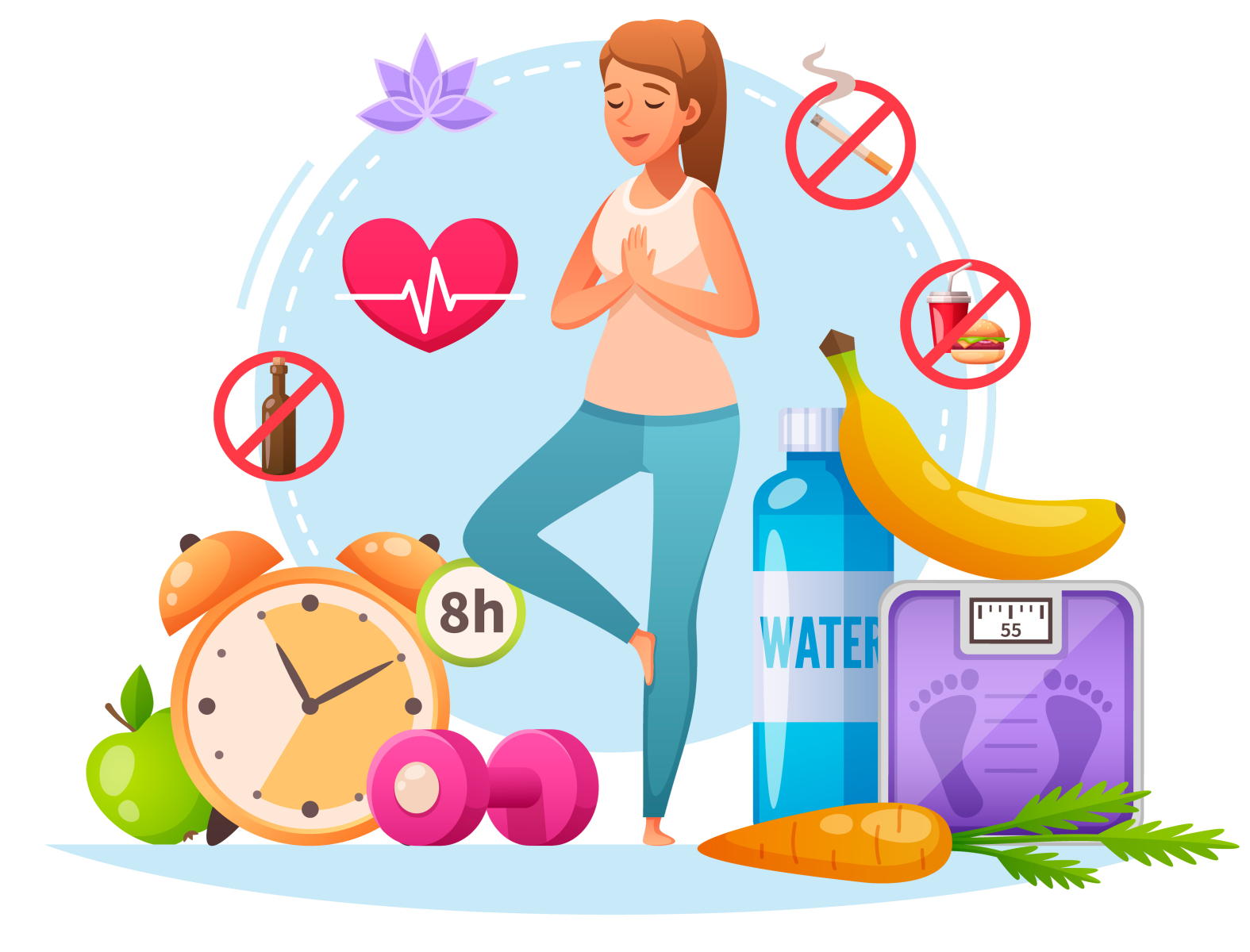 Healthy lifestyle habits composition by Macrovector on Dribbble