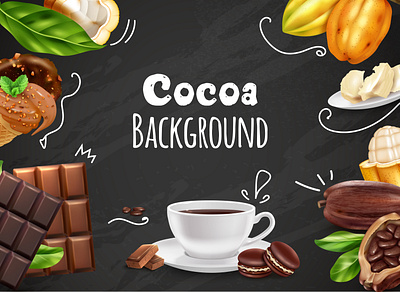 Cocoa images background chocolate cocoa ice cream illustration realistic vector