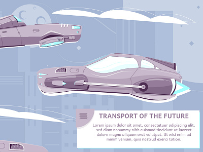 Transport of future poster city skyscrapers flat future illustration new generation transport vector