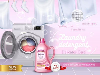 Laundry detergent composition detergent illustration laundry realistic vector washing machine