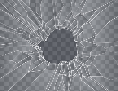 Bullet hole broken glass composition broken glass hole illustration realistic vector