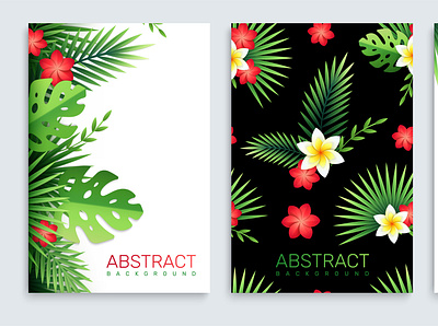 Paper tropical leaves flowers posters flowers illustration leaves realistic tropical vector