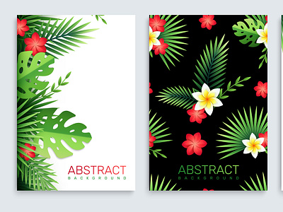 Paper tropical leaves flowers posters