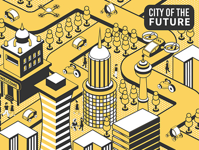 City future composition buildings city futuristic illustration isometric vector