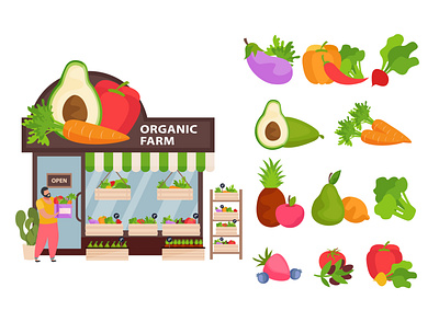 Small business recolor business farm flat illustration organic vector