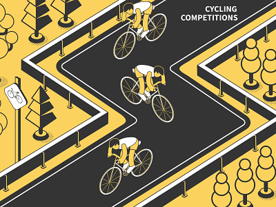 Cycling competitions composition competitions cycling illustration isometric race riders vector