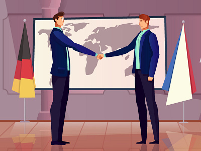 Diplomacy and cooperation background cooperation diplomat flat illustration meeting people vector