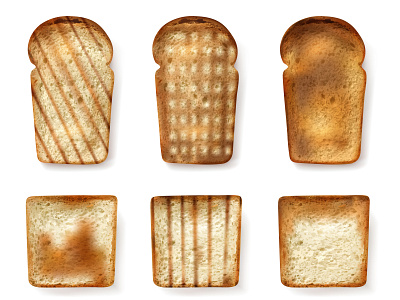 Slices bread icons set