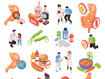 Gastroenterology icons set