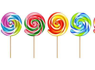 Lollypops color set candies caramel illustration lollypops rainbow realistic sweet vector