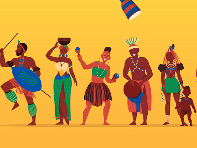 Africa tribe banner african tribe culture ethnic flat illustration native people vector