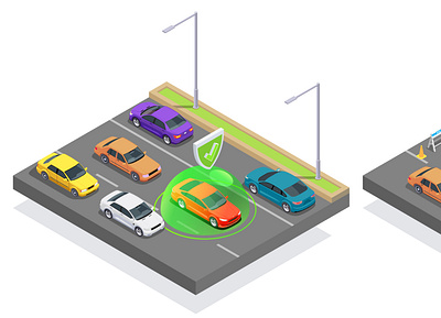Car ownership usage composition asphalt lanes cars illustration isometric motorway ownership vector