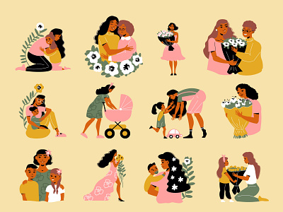 Mothers day icons set