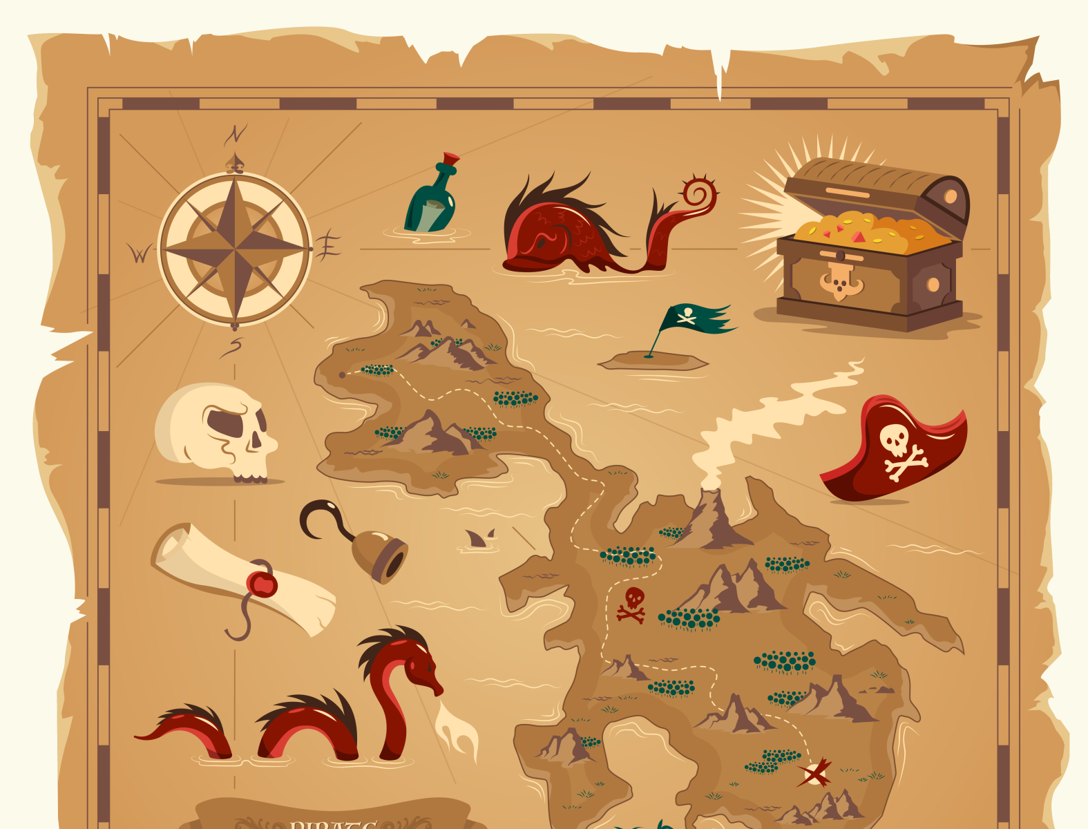 Pirate treasure map by Macrovector on Dribbble