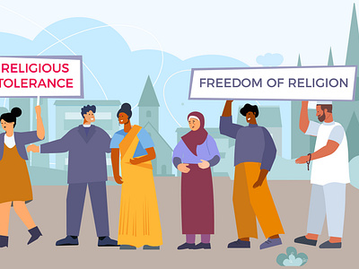 Discrimination religion composition confessions connection discrimination flat freedom illustration religion vector