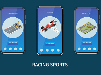Car race banners set car competition illustration isometric race sport vector