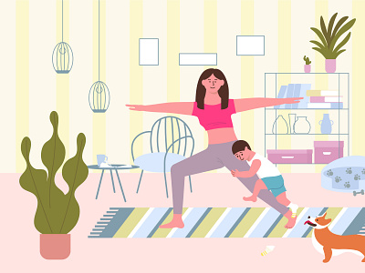 Home sport composition activity fitness flat illustration lifestyle sport vector