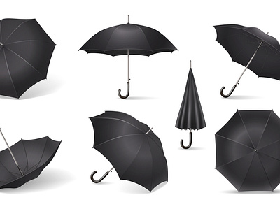 Umbrella icons set accessory illustration parasol realistic umbrella vector waterproof weather