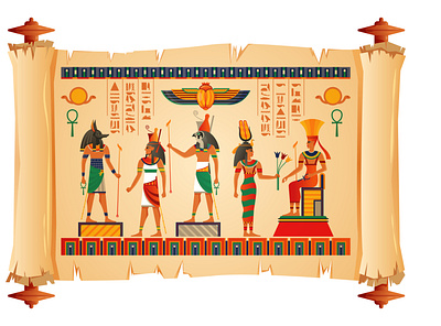 Ancient Egypt papyrus scroll ancient archaeology flat illustration papyrus scroll vector