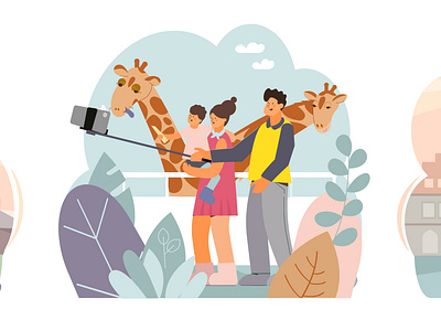 People take selfies at the zoo