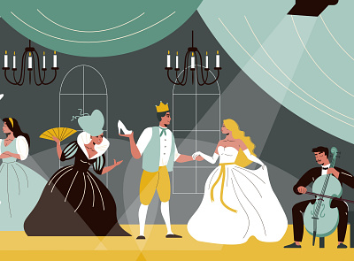 Theatre scene illustration acting costume flat illustration performance stage theatre vector