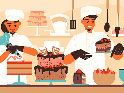 Confectionery illustration baking cake confectionery cuisine dessert flat illustration vector