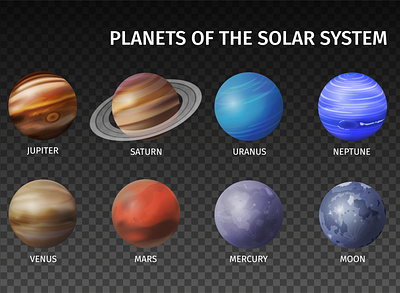 Space planet icon set astronomy galaxy illustration planet realistic space universe vector